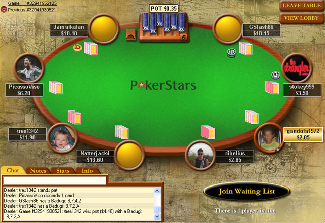 Pokerstars Badugi Table